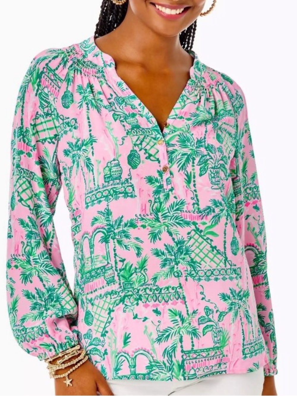 NWT Lilly Pulitzer Elsa Silk Top Blouse Mandevilla Baby Always Worth It size XL